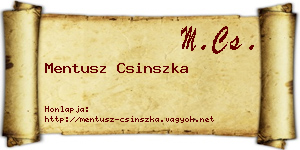Mentusz Csinszka névjegykártya